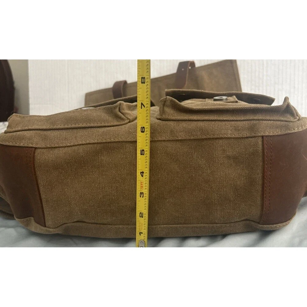 Kattee Leather Canvas Camera Bag Messenger Shoulder Bag Khaki